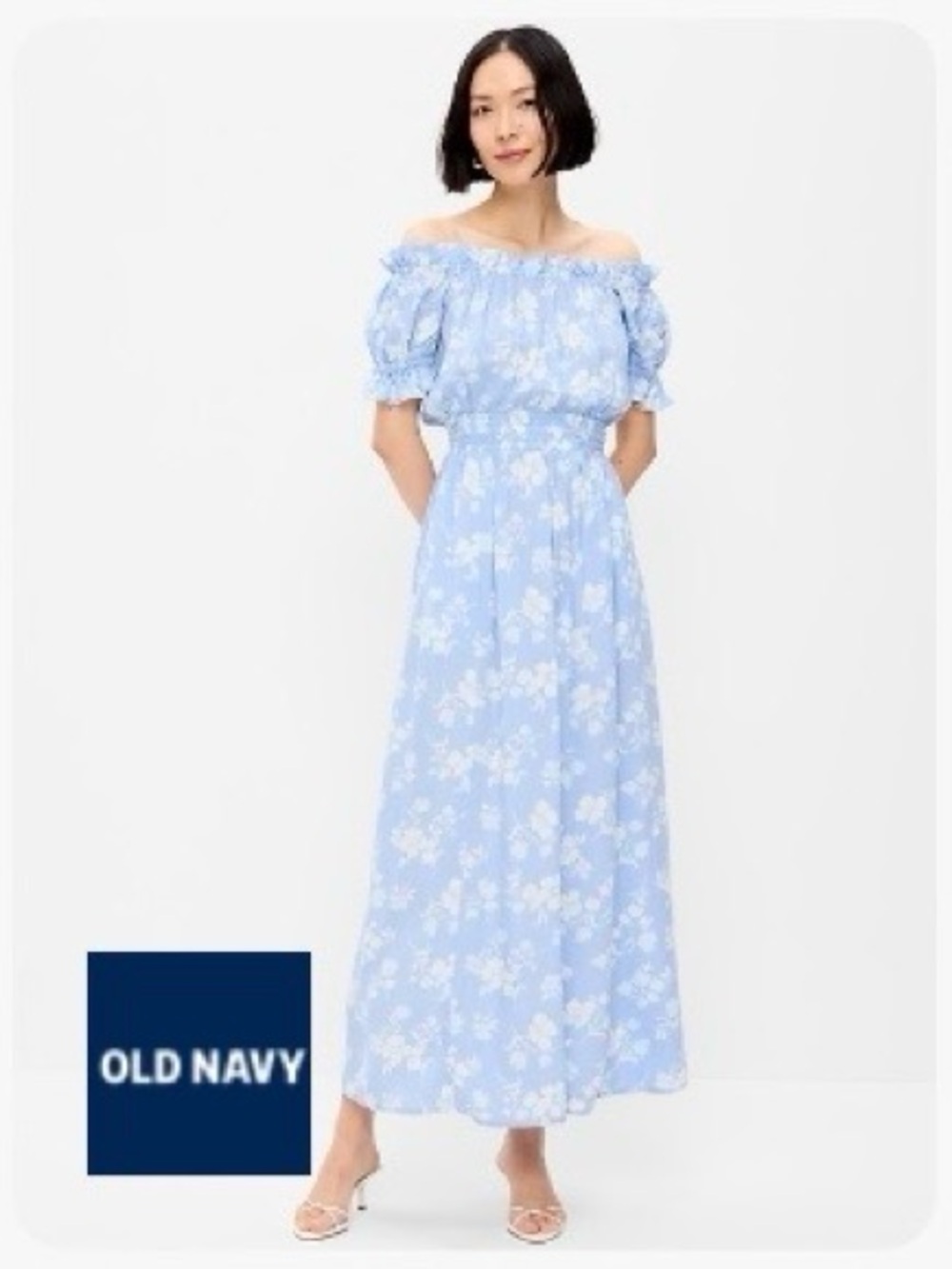 Old Navy Light Blue Floral Midi Dress